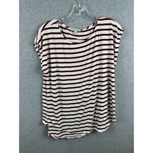 Green Envelope Shirt Womens L Red White Striped Artist Tee Round Neck Sleeveless